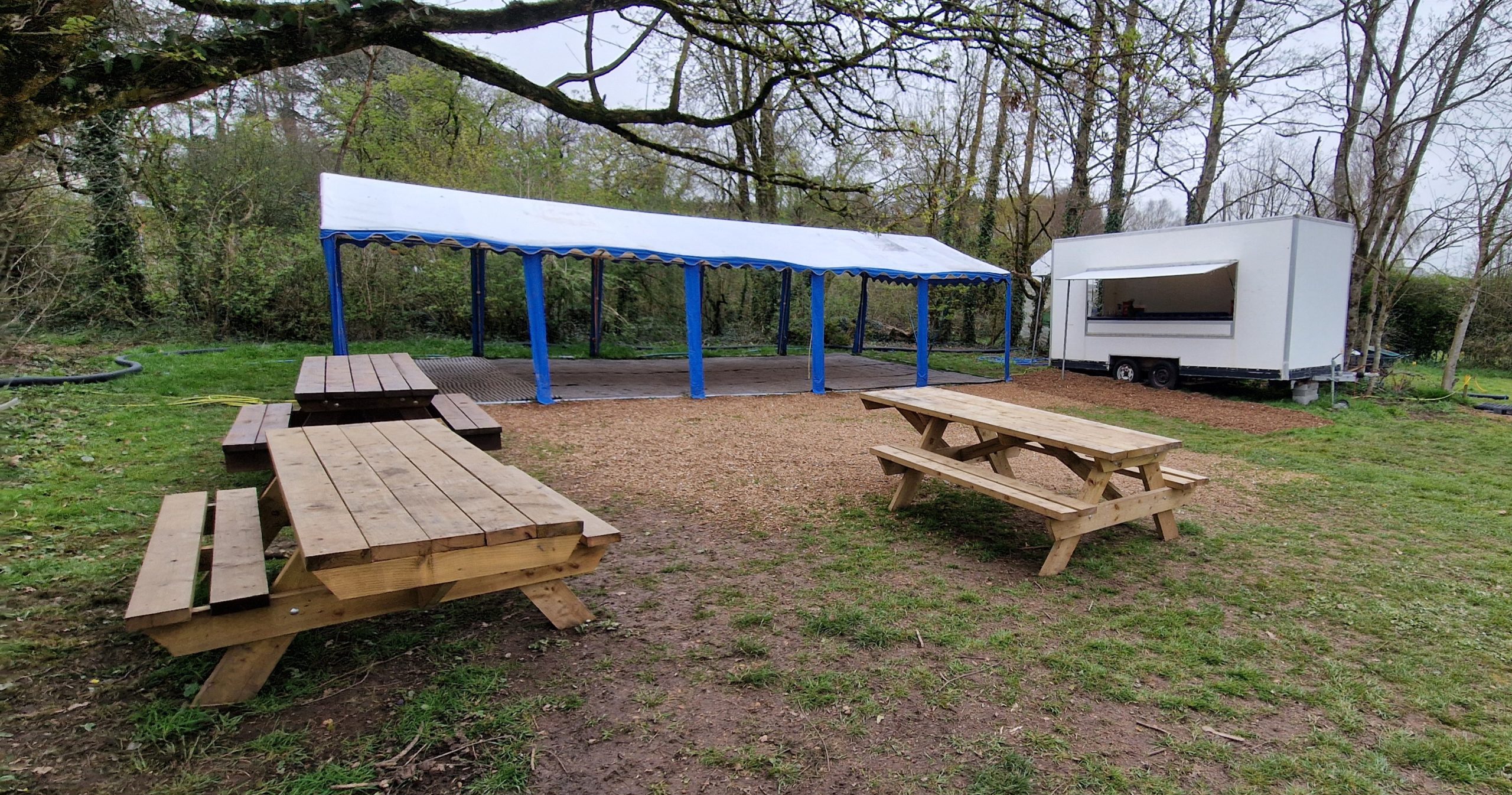 Camp kitchen and tent